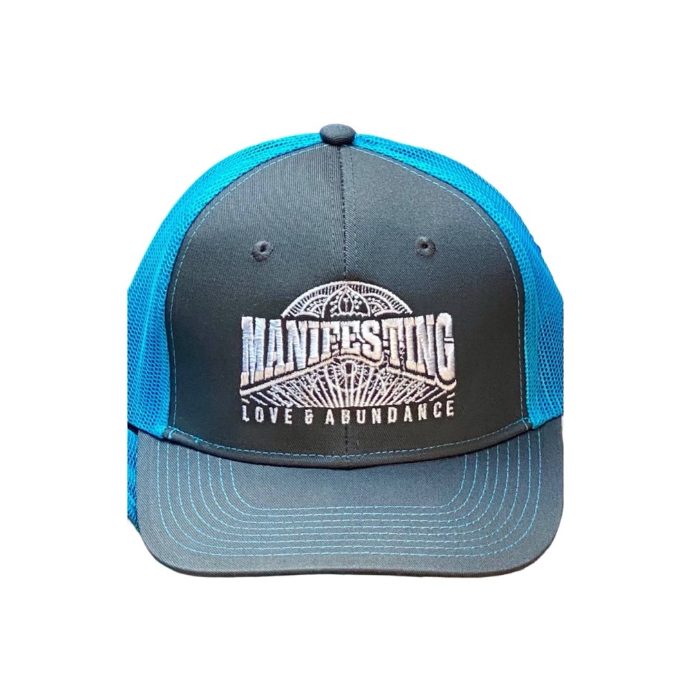 Blue and Gray Manifesting Trucker Hat